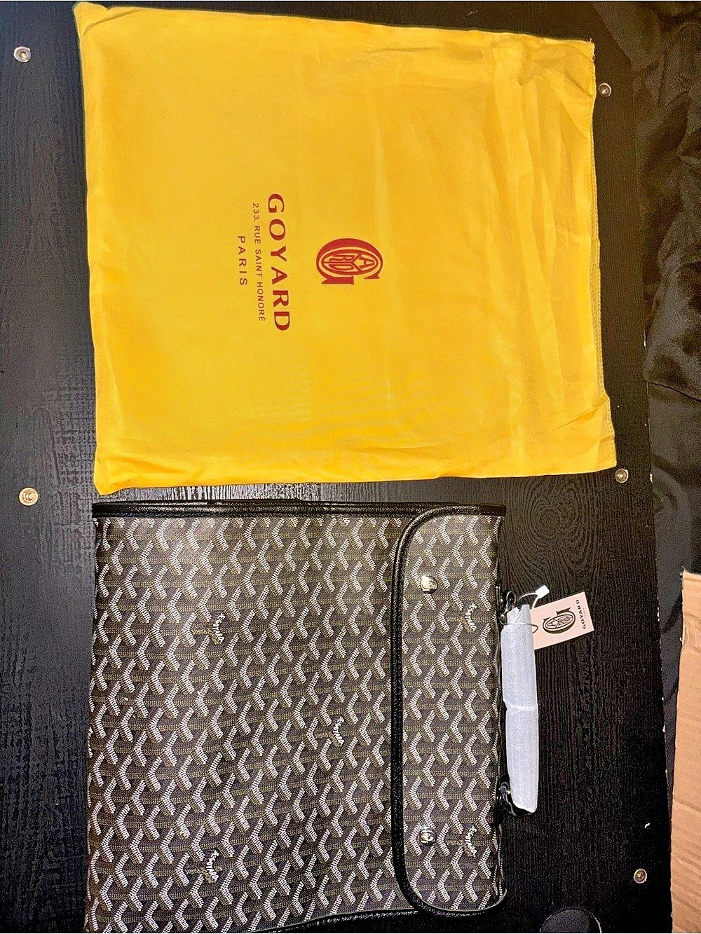 Goyard Compagnon Universel A4 Document Case Black & Yellow Tote